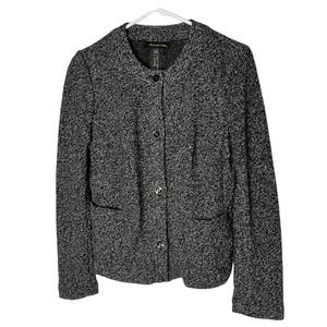 Talbots Women's Jacket Size 4 in Black and White Marled Material Long Sleeve